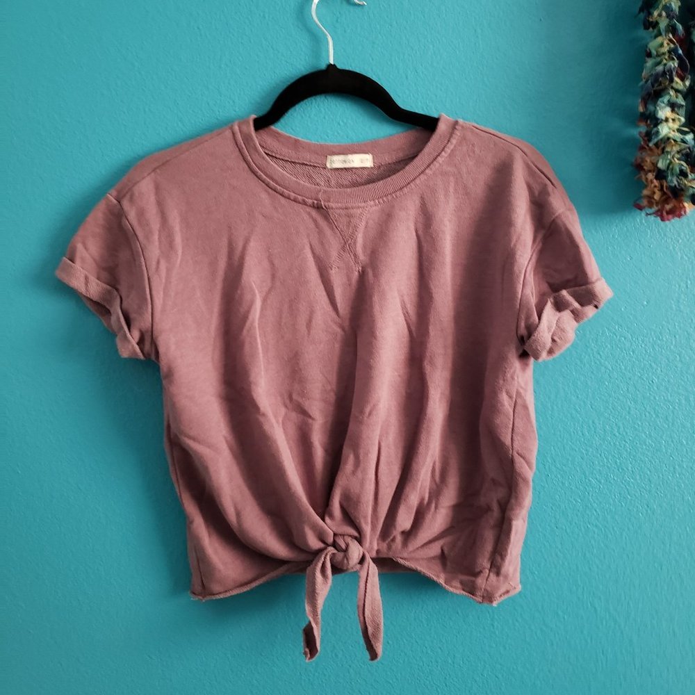 Purple Cotton on T-shirt With Front Knot XS